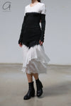 Marc Le Bihan 2502 colorblock skirt France Handmade MLB-2502-HEIBAI Black and white